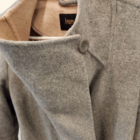 Laundry by Shelli Segal Drape Front Wool Blend Coat, Grey and Light Pink… - Picture 7 of 16
